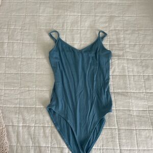 Blue Ribbed Bodysuit